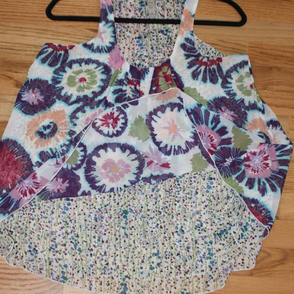American Rag Abstract Floral Racer Back Tank Layered Top - Picture 12 of 15